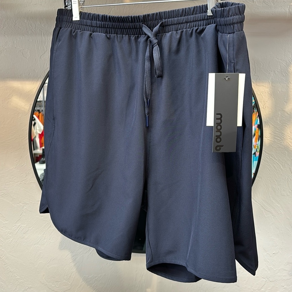 Men’s Mono B brand. Wave accent, essential active shorts in dark navy. Size 1XL